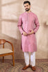 Pink Silk Blend Solid Woven Design Straight Kurta MKU1898