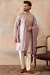 Ethnic Bay Men Lavender Zari Embroidered Silk Blend Kurta with Dupatta MKUD1047