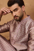 Mauve Silk Blend Solid Woven Design Straight Kurta MKU1458