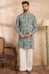 Green Viscose Rayon Batik Embroidered Straight Kurta With Trouser MKSET1718