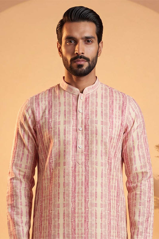 Ethnic Bay Mens Multi Silk Blend Abstract Printed Kurta With Trousers MKSET2257