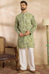 Green Viscose Rayon Batik Embroidered Straight Kurta MKU1717