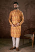 Mustard Silk Blend Ethnic Motifs Printed Straight Kurta With Trouser MKSET1925