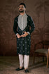 Black Silk Blend Solid Embroidered Straight Kurta MKU1883