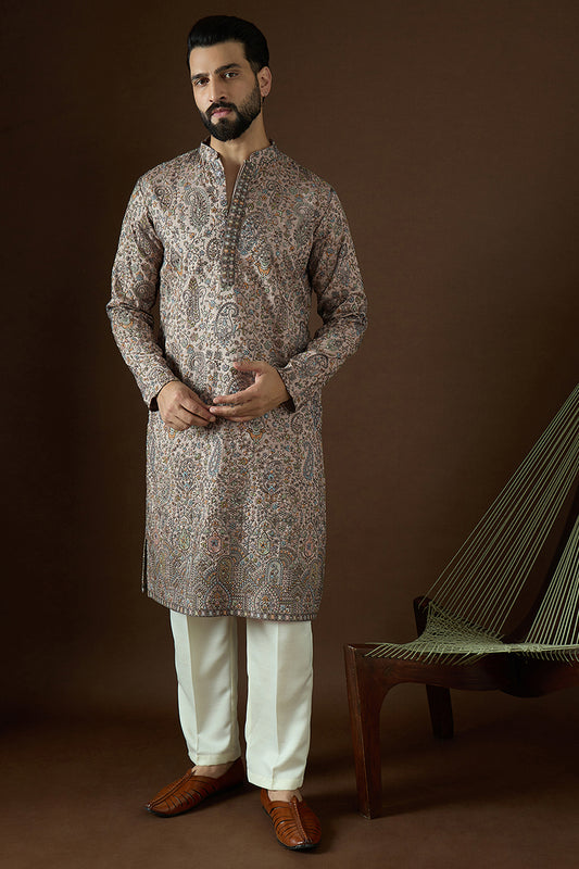 Multi Polyster Solid Embroidered Straight Kurta MKU1874