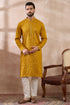 Mustard Silk Blend Embroidered Mandarin Collar Straight Kurta MKU1888