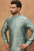 Blue Silk Blend Solid Woven Design Straight Kurta MKU1457