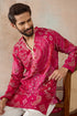 Ethnic Bay Mens Pink Silk Blend Ethnic Motifs Embroidered Kurta With Trouser MKSET2453