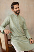 Ethnic Bay Mens Teal Jacquard Ethnic Motifs Embroidered Kurta With Trouser MKSET2240
