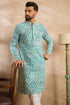 Teal Viscose Rayon Solid Printed Straight Kurta MKU1655