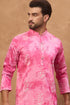 Pink Silk Blend Batik Embroidered Straight Kurta MKU1515