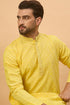 Yellow Silk Blend Solid Embroidered Straight Kurta MKU1455