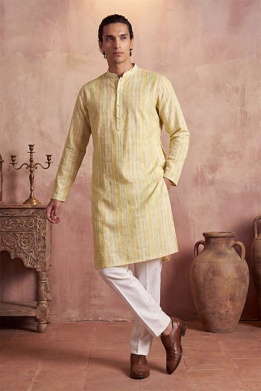 Ethnic Bay Mens Multi Silk Blend Abstract Printed Kurta With Trousers MKSET2255