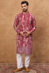 Red Viscose Rayon Batik Embroidered Straight Kurta MKU1499