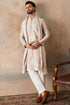 Ethnic Bay Mens Beige Silk Blend Solid Embroidered Kurta Trouser With Dupatta MKPD1042