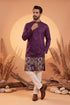Ethnic Bay Mens Violet Silk Blend Solid Embroidered Kurta MKU2104