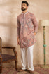 Orange Silk Blend Solid Embroidered Straight Kurta MKU1731