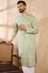 Olive Silk Blend Solid Embroidered Straight Kurta With Trouser MKSET1682
