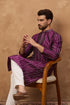 Purple Silk Blend Geometric Printed Straight Kurta MKU1518