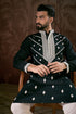 Black Silk Blend Solid Embroidered Straight Kurta MKU1886