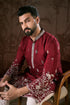 Maroon Silk Blend Solid Embroidered Straight Kurta MKU1945