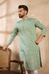 Green Silk Blend Solid Embroidered Straight Kurta MKU1783