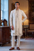Ethnic Bay Men White Silk Blend Floral Embroidered Straight Kurta Trouser with Dupatta MKPD1784