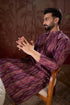 Purple Silk Blend Striped Printed Straight Kurta With Trouser MKSET1905
