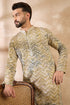 Green Silk Blend Solid Embroidered Straight Kurta With Trouser MKSET1730