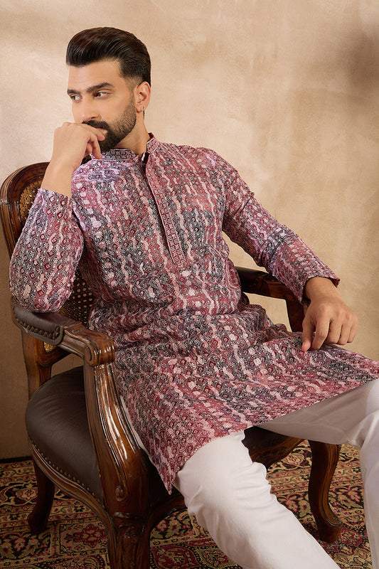 Brown Viscose Rayon Solid Printed Straight Kurta With Trouser MKSET1660