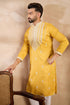 Yellow Silk Blend Geometric Embroidered Straight Kurta With Trouser MKSET1685