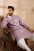 Lavender Silk Blend Floral Embroidered Straight Kurta With Trouser MKSET1781