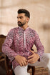 Maroon Silk Blend Solid Embroidered Straight Kurta MKU1729