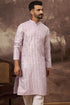 Lavender Silk Blend Solid Embroidered Straight Kurta With Pant Set MKSET1359