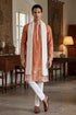 Ethnic Bay Men Peach Vartican Solid Embroidered Straight Kurta Sets MKUD1935