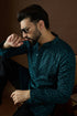 Teal Georgette Solid Embroidered Straight Kurta MKU1580