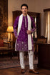 Ethnic Bay Men Purple Silk Blend Solid Embroidered Straight Kurta Trouser with Dupatta MKPD1944