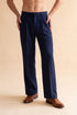 Ethnic Bay Men Blue Modal Relaxed Straight Fit Pleated Trousers MBOT1010
