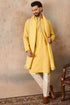 Ethnic Bay Men Yellow Jacquard Woven Design Floral Straight Kurta with Dupatta MKUD1016