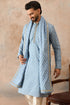 Ethnic Bay Men Blue Jacquard Woven Design Floral Straight Kurta Sets MKPD1019