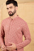 Rust Viscose Rayon Solid Embroidered Straight Kurta with Trouser MKSET1055