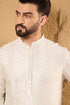 Off White Viscose Rayon Solid Embroidered Straight Kurta with Trousers