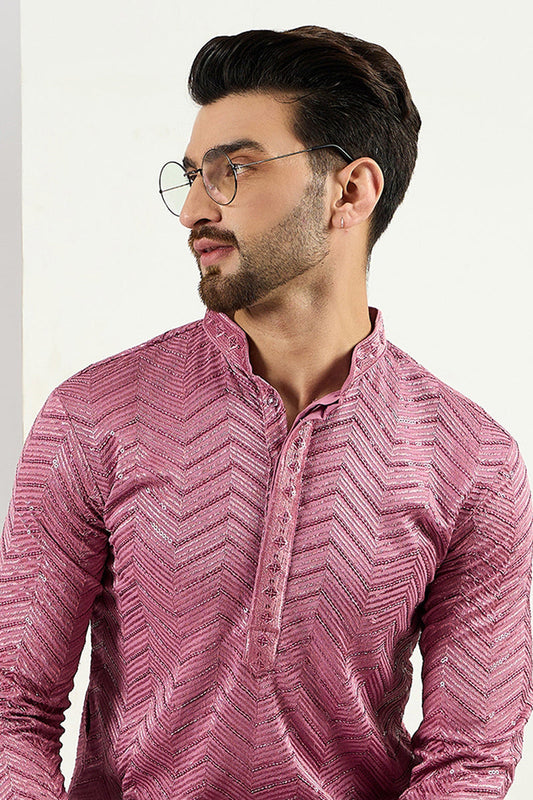 Pink Viscose Rayon Solid Embroidered Straight Kurta with Trouser MKSET1103