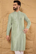 Green Viscose Rayon Solid Embroidered Straight Kurta with Trousers MKSET1109