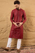 Maroon Pure Cotton Solid Embroidered Straight Kurta with Trousers MKSET1124