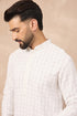 White Viscose Rayon Solid Embroidered Straight Kurta with Trouser MKSET1140