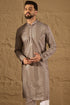 Grey Viscose Rayon Solid Embroidered Straight Kurta with Trousers MKSET1202