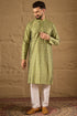 Green Pure Silk Geometric Printed Straight Kurta with Trouser MKSET1285