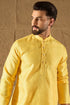 Yellow Silk Blend Solid Embroidered Straight Kurta with Trouser MKSET1300