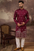 Maroon Silk Blend Solid Embroidered Straight Kurta and Trouser MKSET1336